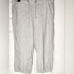 D&Co Naturals MP Cargo Platinum Gray LINEN Blend Pull On Women’s Pants